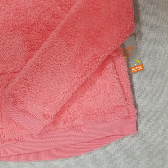 Jumping Beans Girls Size 4 Pink Sherpa Hoodie Pullover Sweatshirt Jacket NWT - Picture 2 of 4